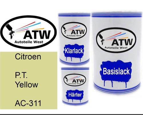 Citroen, P.T. Yellow, AC-311: 500ml Lackdose + 500ml Klarlack + 250ml Härter - Set, von ATW Autoteile West.